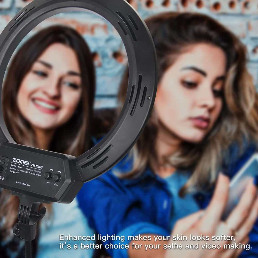  Zomei ZM-16C Dimmable Photography Photo Studio Phone Video 16 inch LED Ring Light Tripod Stand Ring - 33011101425