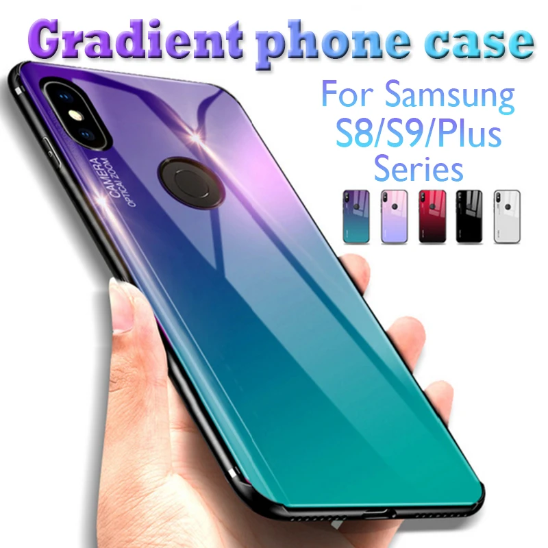 

Gradient case on for samsung s 9 plus galaxy s9 s8 cases phone Back cover bumper fundas samsun glaxay 9s 8s 8 s9plus verre tremp