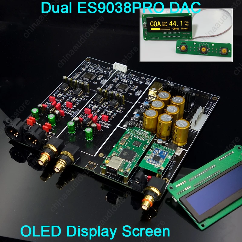 Dual Es9038pro Dsd Dac Oled Display Es9038 Hifi Dac Xmos Amanero Usb Dac Bluetooth5 0 Aptx Remote Control Amplifier Aliexpress