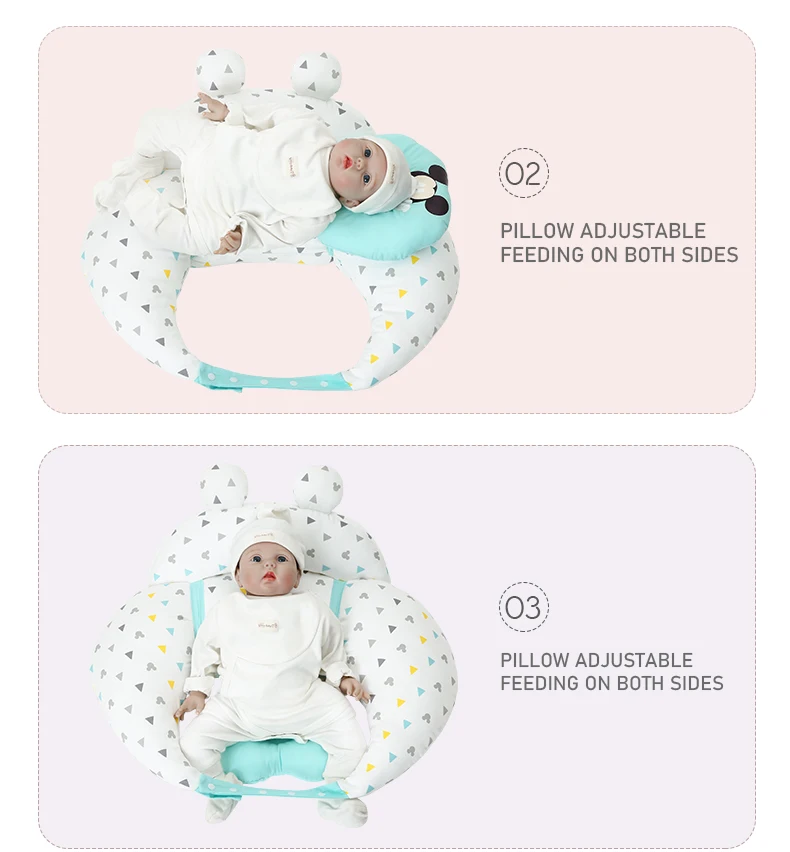 Disney Baby Pillow Newborn Head Protection Cushion Baby Bedding Infant Nursing Pillow Toddler Sleep Positioner Anti Roll 1-18 mo