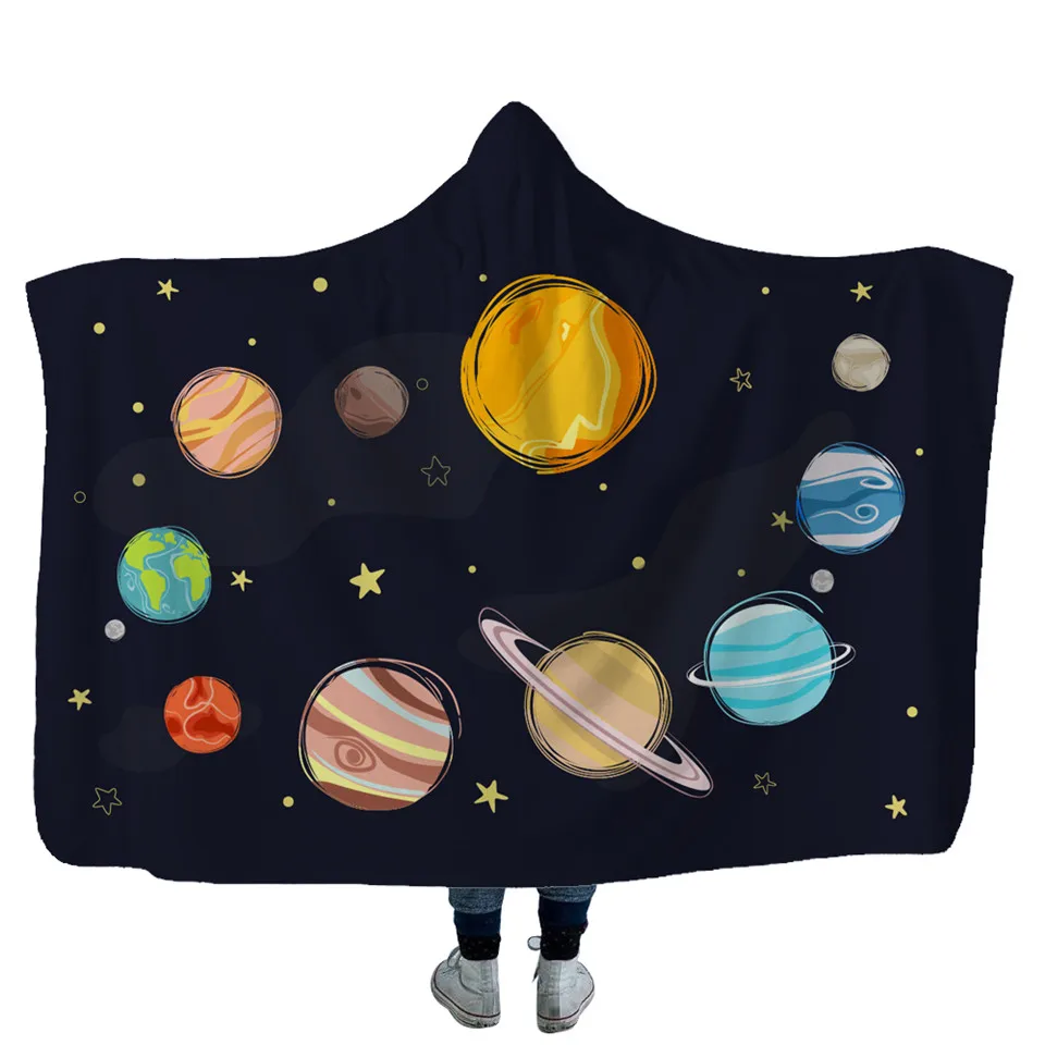 SOFTBATFY Space Hooded Blanket Fleece Throw Blanket Dropshipping