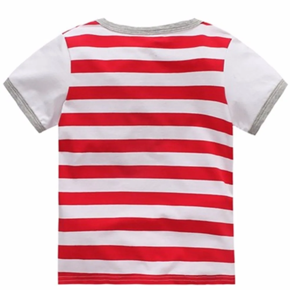 Musim Panas Anak Laki Laki T Shirt Kartun Helikopter Striped Lengan