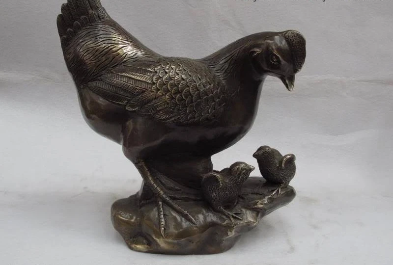 

Chinese classical Brass copper handwork Carved chicken rooster fengshui Statue