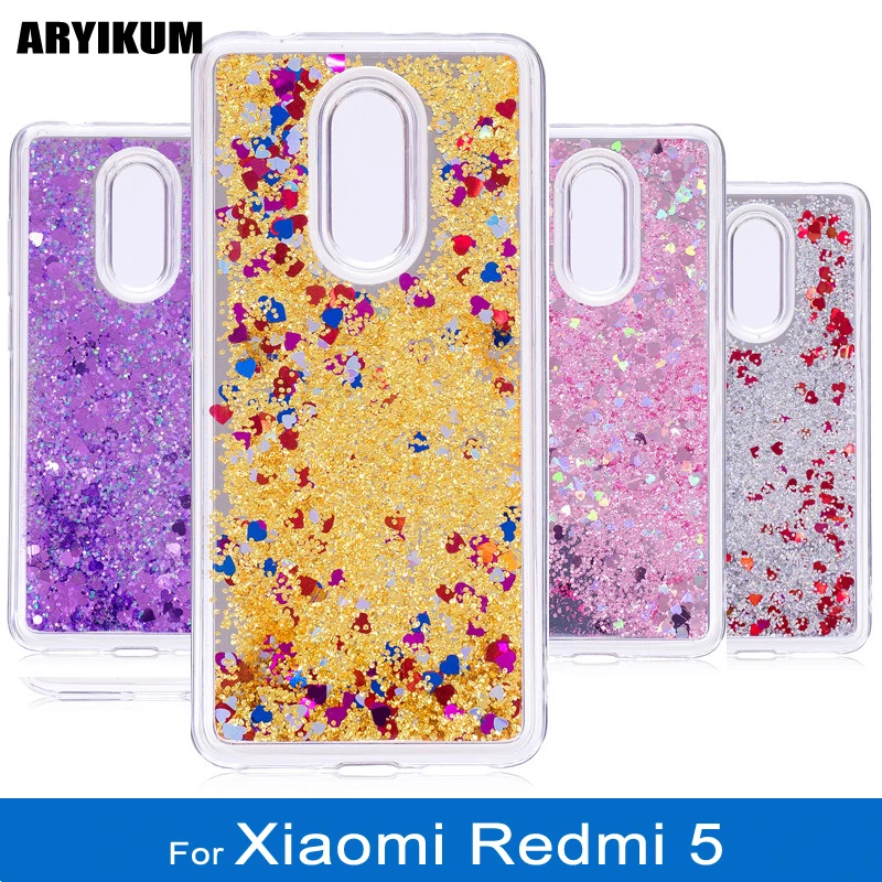 Для Funda Xiaomi Redmi 5 Back силиконовый прозрачный Футляр глиттер Переливающаяся