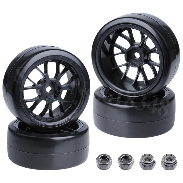 Special Offers 4pcs Hard Plastic RC 1: 10 Drift Car Smooth Tires Y Type Wheel Rim 12mm Hex Hub