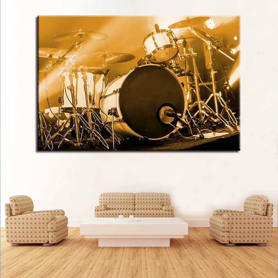 

1 Piece HD Print Canvas Paintings For Living Room Musical Instruments Wall Art Posters Home Decor Drum Kit Pictures Art Of Livin