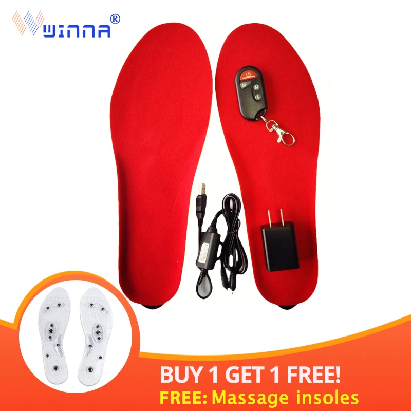 BEST GIFT NEW ARRIVAL USB Electric Powered Heated Insoles For Shoes Boots Keeping Feet Warm Free Shipping EUR SIZE 35-40 Red