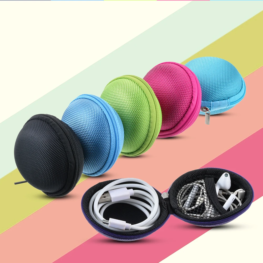 

1/2/4/10/15PCS Round Mini Earphone Wire Storage Organizer Candy Color Jewelry Box Earphone Card Organizer Boxes Jewelry Storage