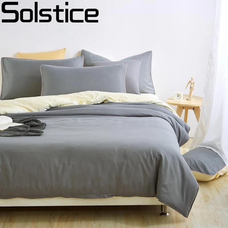 

Solstice Home Textile Solid Color Two-color Stitching 3pcs/4pcs Bedding Sets Bedclothes Bed Linen Duvet Cover Set Pillowcase