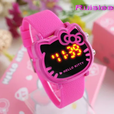 Top Quality 7 Colors Cute Hello Kitty Watch For Kids Women Fashion Casual Led Wristwatch Children