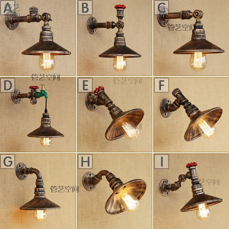 

Loft water pipe retro bedroom, industrial style, simple dining room, Hotel Der Bar coffee shop wall lamp