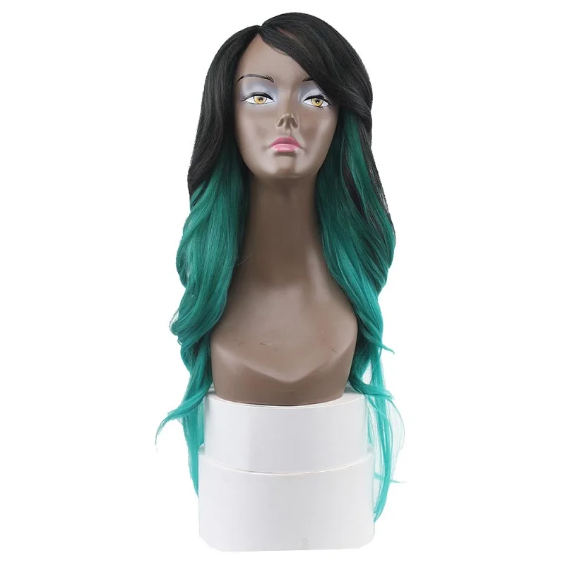 Alinova Body Wave Synthetic Hair Wigs Lpart& Lace Front Synthetic Lace Front Wig For Black Women 150% Density - Color: DXR RGREEN