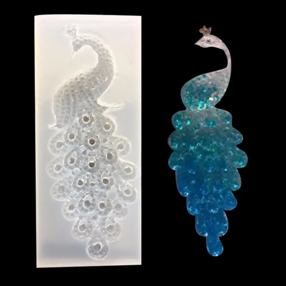 

Mirror peacock designs crystal epoxy charms making Silicone MOLD