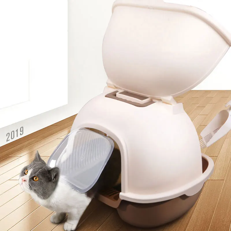 

1pc 43x48cm /16.92x18.89 Inch Large Cat Litter Box Liners With Scoop Cat Litter Box Toilet Hooded Kitty Litter Pan