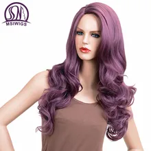 MSI Wigs волнистые парики фиолетовые волосы Длинные Синтетические парики для женщин боковое расставание косплей парик волос высокотемпературное волокно