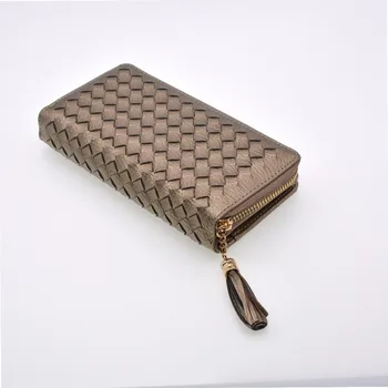 

2018 New comes Fashion Knitting Women purse tassel long clasp lady zipper clutch phone bag female Carteira Femina Wallet Women