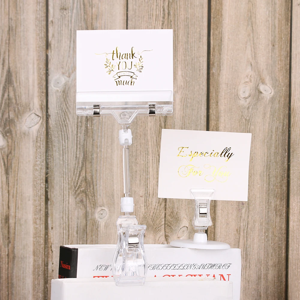 

2PCS 16.5" /5.2"Height Transparent Plastic Double Clips Adjustable Sign Card Display Holder Advertising Folder Office School S