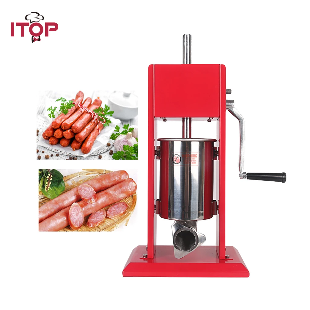 

ITOP Manual Red 3L Sausage Stuffers Double Speeds Food Meat Sausage Filler Food Filling Machine Kitchen Food Processors