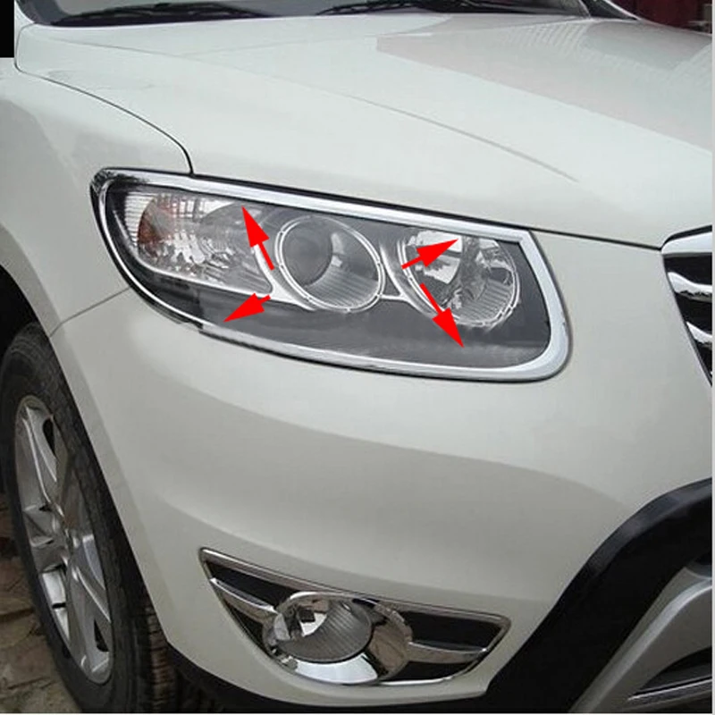 Подходит для HYUNDAI Santa Fe 2010 2011 2012 хромированный передний головной светильник, головной светильник, накладка