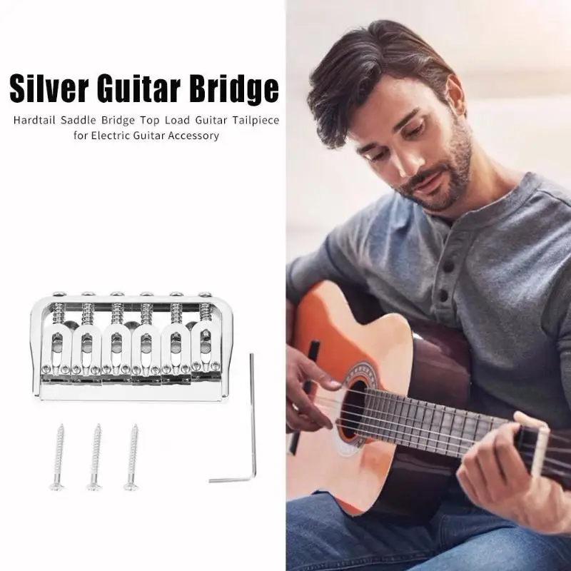 

Silver 6 String Saddle Bridge Set for Electric Guitar Instrument Accessory