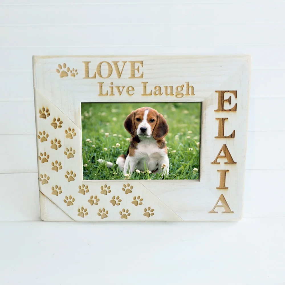 BUY Personalize Pet Memorial Frame Loss Wood Engraved Dog Paws