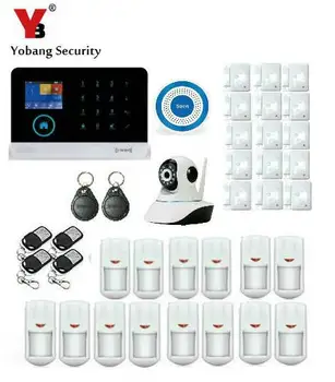 

Yobang Security-House Intelligent Auto Burglar Door Security Alarm System RFID WIFI GSM SMS Alarm Kits With IP Camera Monitoring