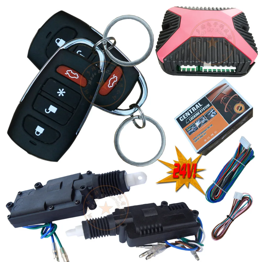 

universal 24V remote central lock system working with truck or other 24V vehicles big pulling force actuators 2 doors series