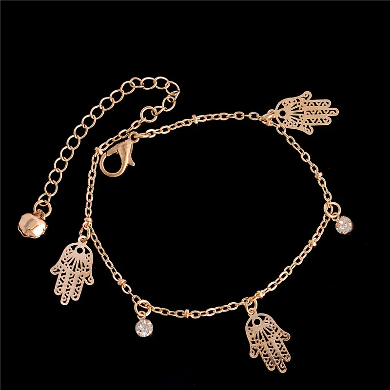 

SHUANGR 2016 trendy hamsa Anklet bracelet on the leg for women fashion gold chian on foot girl Beach ankle Bracelets jewelry