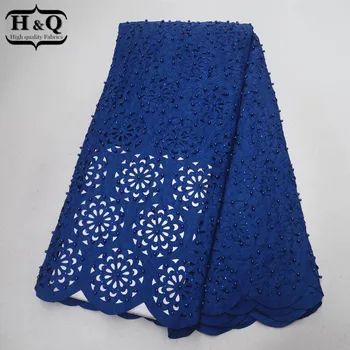 

Royal Blue Laser Cutting Lace Super Quality With Stones 5 Yards/pcs 2019 African Lace Fabric French Beads Lace Fabric For Dress
