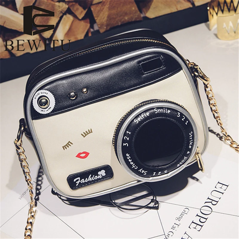 BEWITU Camera Shape Shoulder Fashion Bag Women Messenger Chain Bag Quality PU Leather Ladies