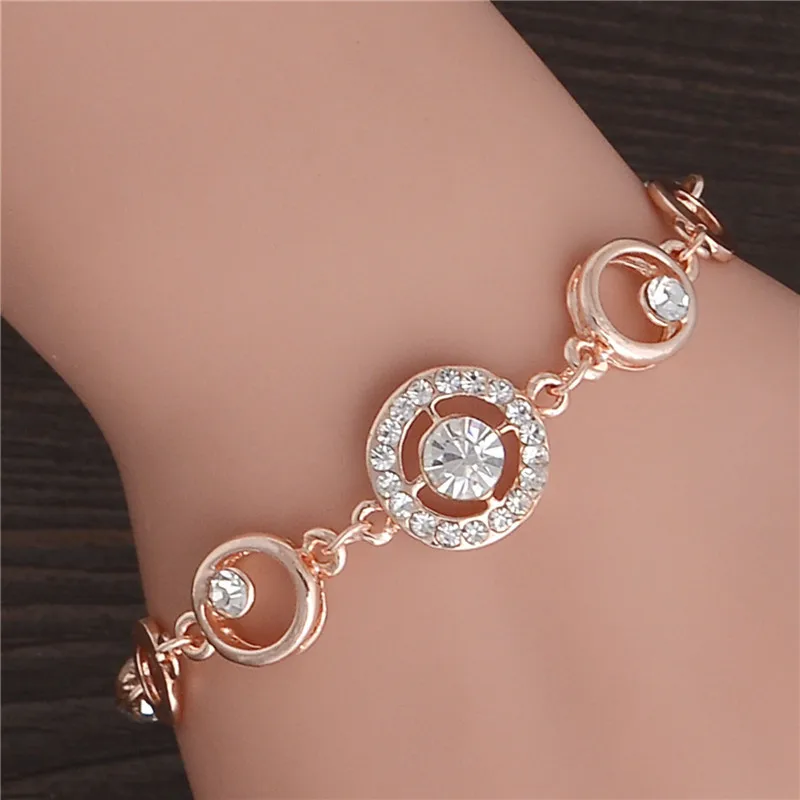 

Handmade Wedding Beaded Jewelry Charm Bracelets Gold Color Crystal Bracelets and Bangles Wholesale