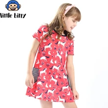 Girls Summer Dresses Robe Enfant Princess Dress Costumes for Kids Clothing Rainbow Print 100% Cotton Girls Jersey Clothes