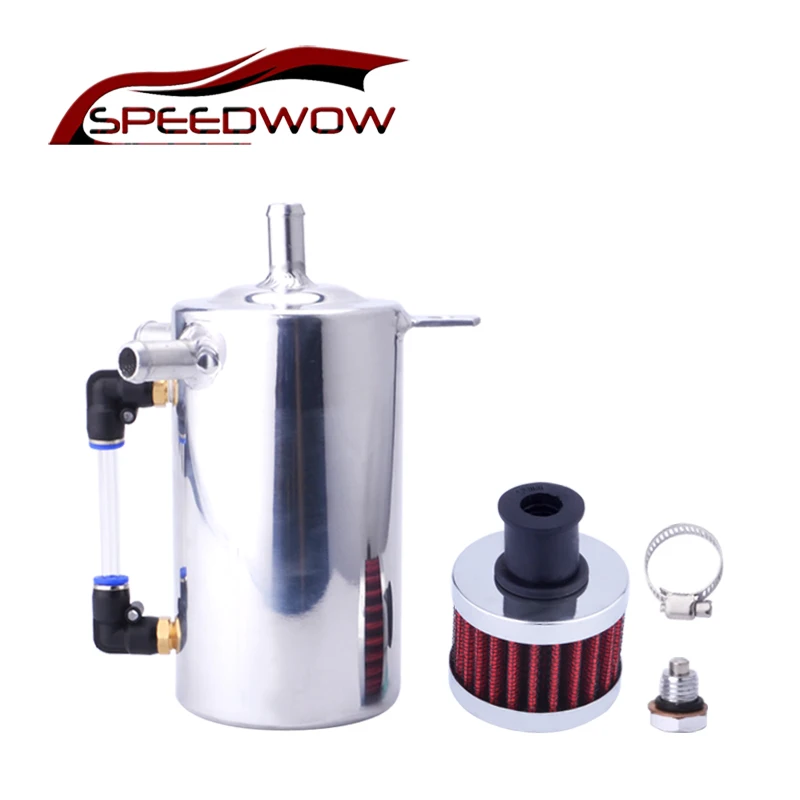 SPEEDWOW Universal Aluminum Engine Oil Catch Tank Can Reservoir With