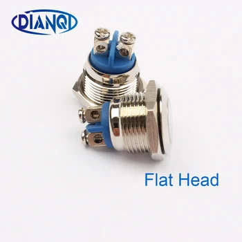

16 mm Flat head metal push button switch reset button 3a 250v momentary start waterproof mechanical equipment horn 16PY.F.L
