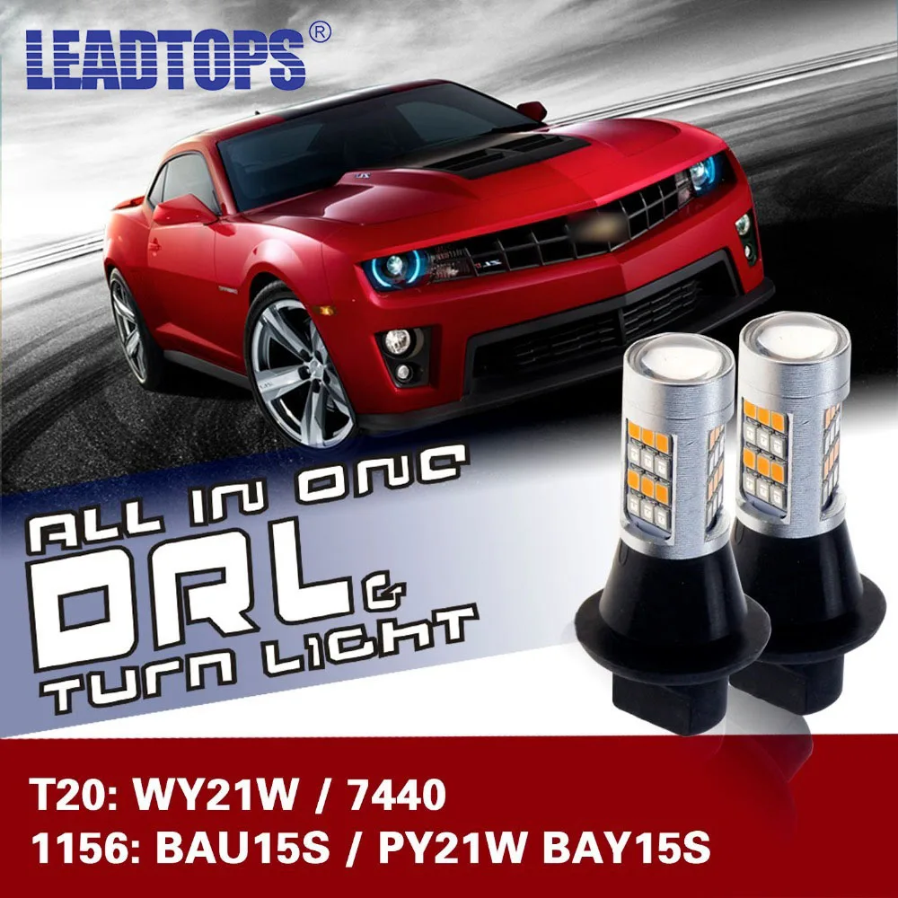 LEADTOPS T20 1156 светодиодный 7440 WY21W боковой сигнал поворота 42 DRL автомобильный