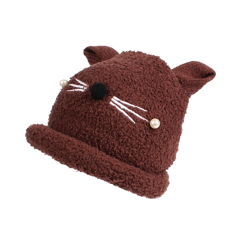 Cat Baby Hat For Girls Newborn Photography Props Cute Soft Children Hat With Ears Cotton Solid Winter Warm Baby Beanie For Girls (15)