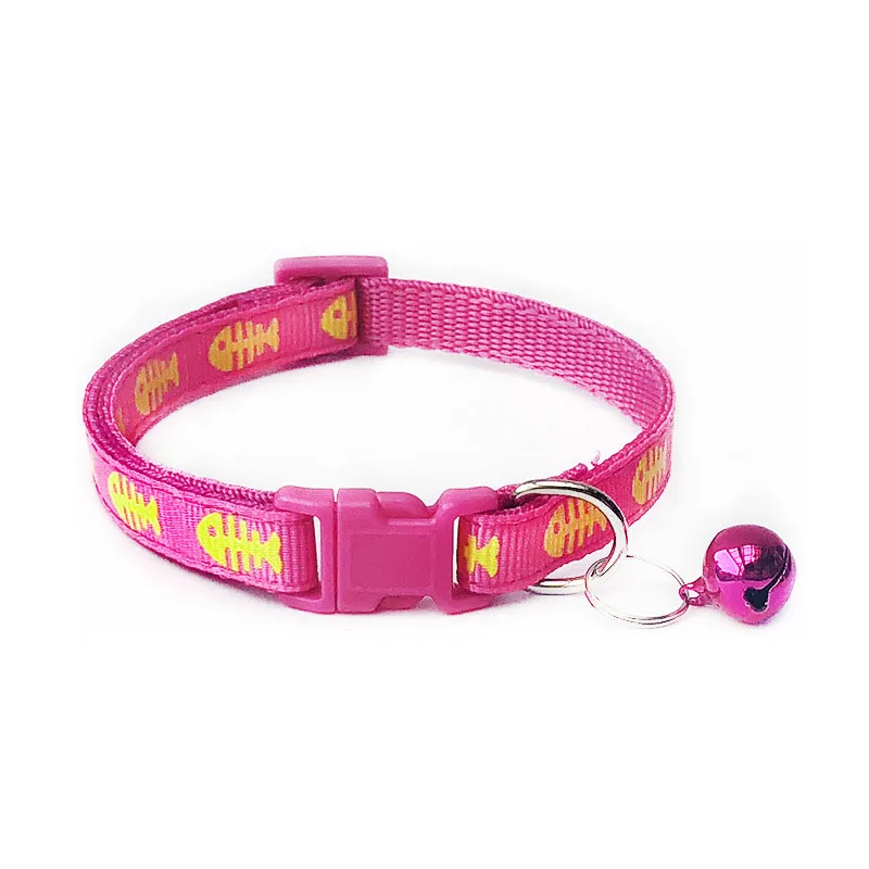 Милый мультяшный любимец ошейник для щенка регулируемое ожерелье из полиэстера милое с принтом колокольчиков кошка ожерелье ошейник для собак поставка - Цвет: C Pink