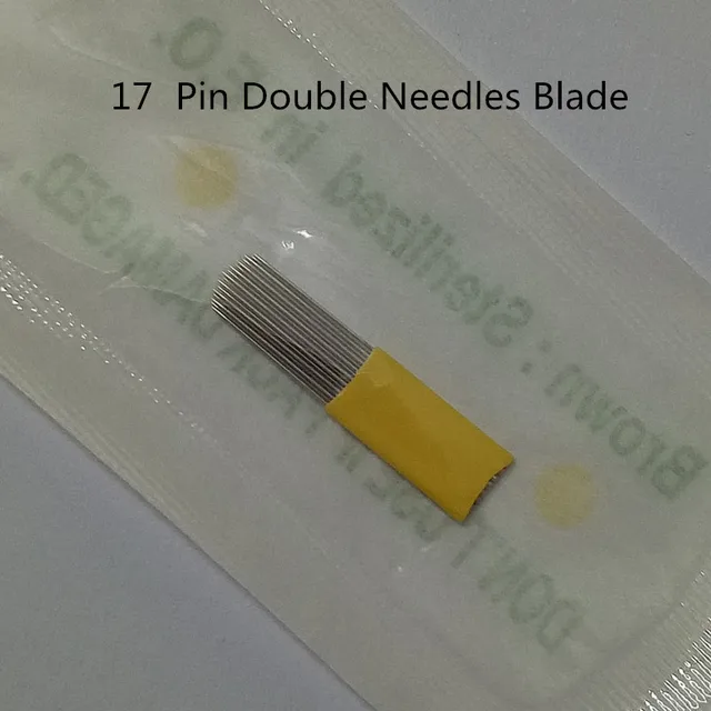 100pcs 17 Pin Double Needles Blade For Permanent Eeybrow Tattoo Needle Tips Manual Beauty Makeup Microblading Blades Fog Eyebrow 100pcs 17 Pin Double Needles Blade For Permanent Eeybrow Tattoo Needle Tips Manual Beauty Makeup Microblading Blades Fog Eyebrow