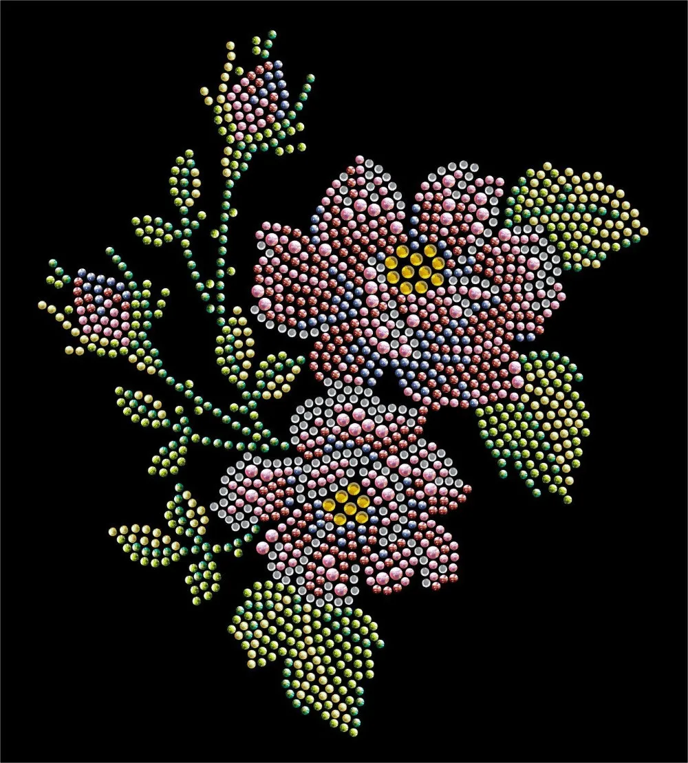 

2pc/lot Flower Design Bling hot fix rhinestone motif iron on transfers motif hot fix iron on iron on design stone