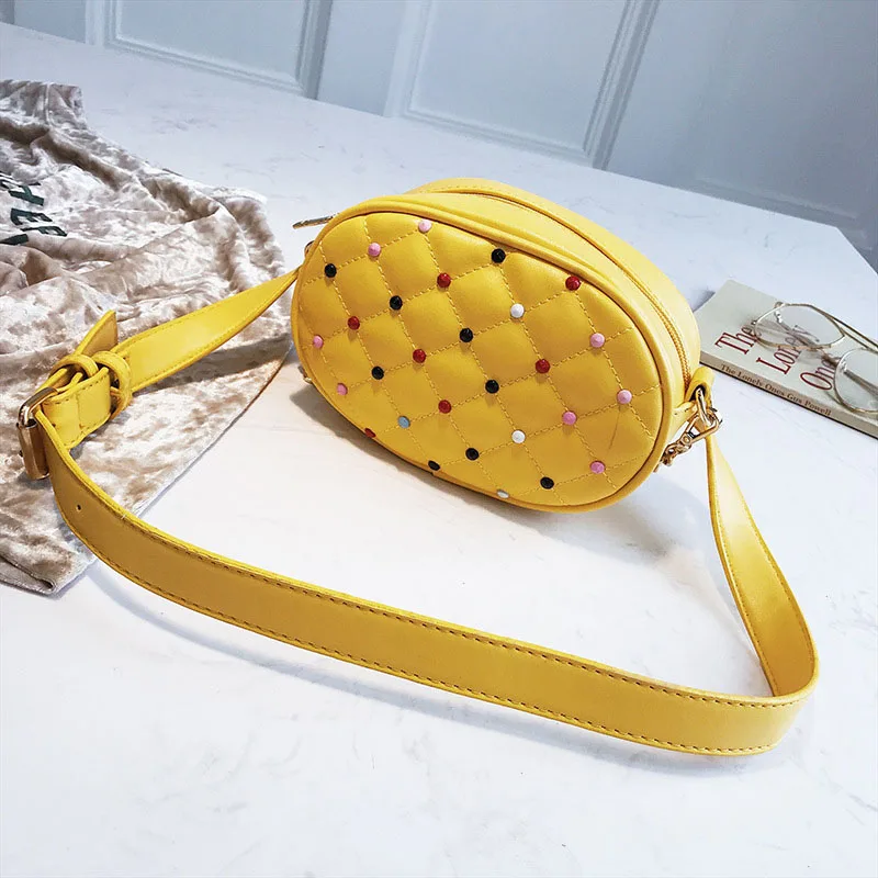 Поясная сумка с заклепками, Женская поясная сумка, роскошная Lingge сумка из искусственной кожи, сумки на плечо, новые модные женские сумки - Цвет: yellow