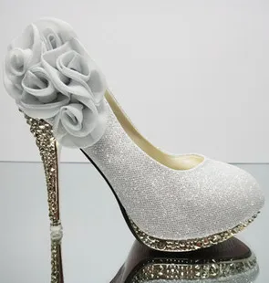 

New Glitter Ladies Wedding Bridal Shoes Silver Evening Party Gorgeous Crystal High Heels Women Shoes Sexy Fashion Woman Pumps 60