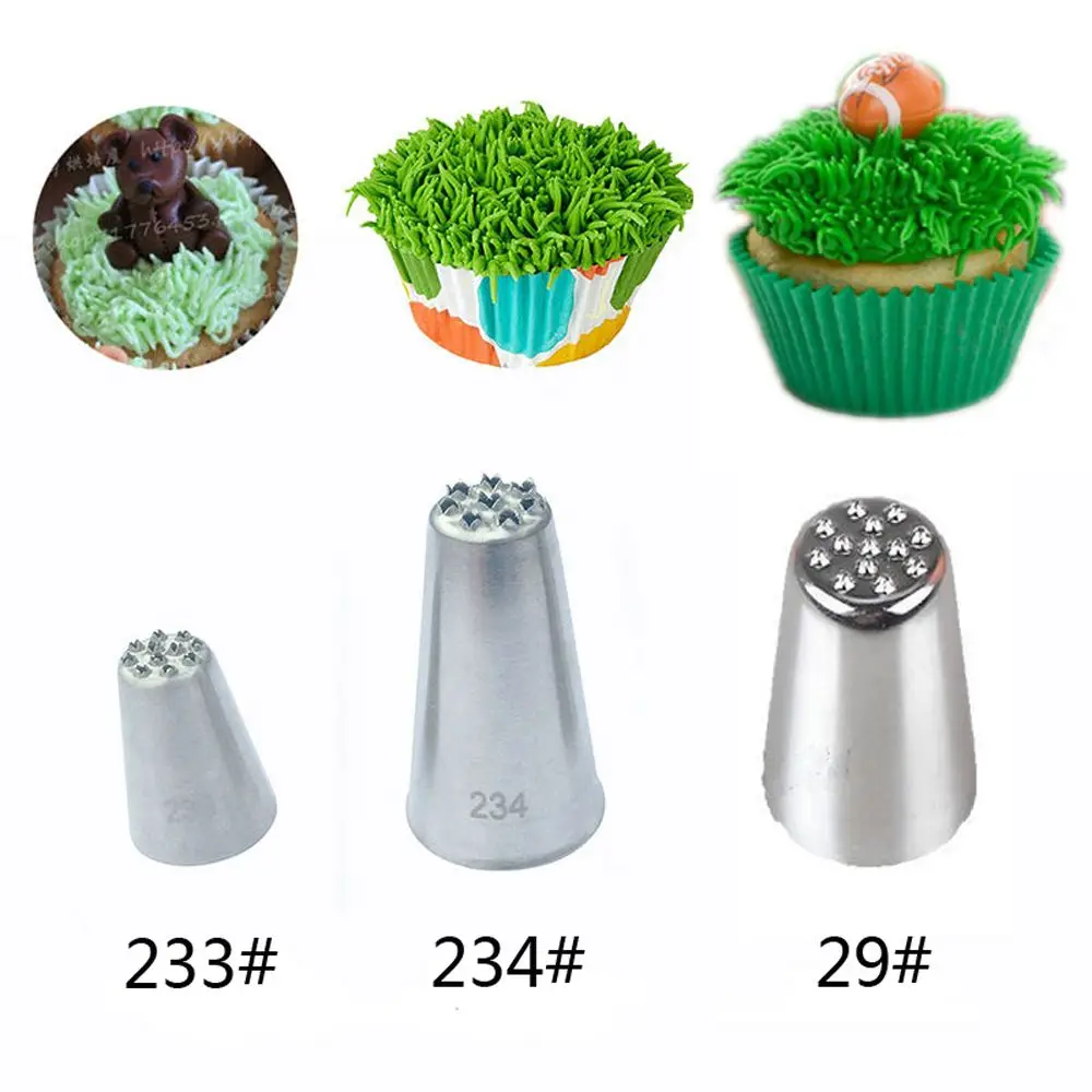 2Pcs Grass Fury Stainless Steel Piping Icing Nozzle Cake Cream