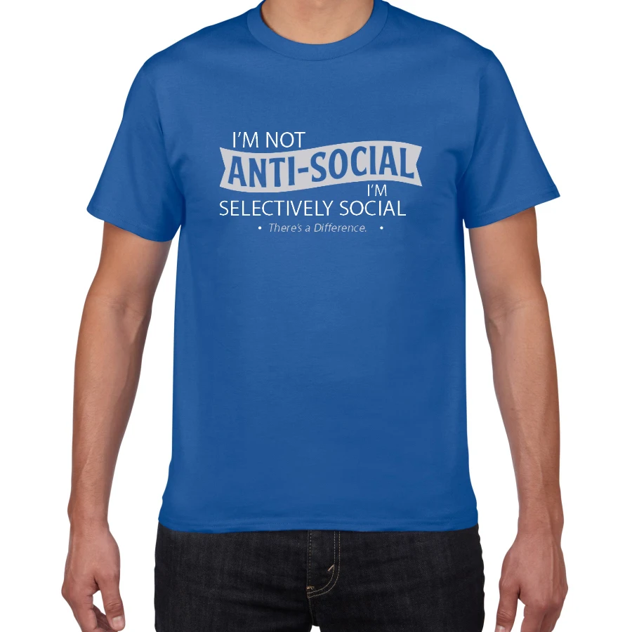 Летние мужские футболки с надписью «I am not anti-social», хлопок, хип-хоп мужские футболки, высокое качество, уличная одежда, мужская повседневная футболка