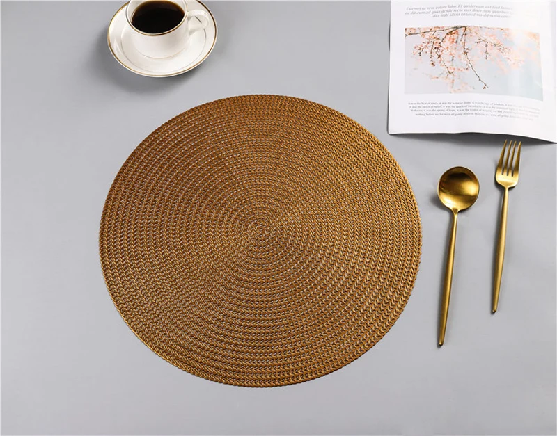 38CM Hotel Restaurant Round PVC Placemat Nordic Anti-scalding Insulation Table Mat Steak Pad (18)