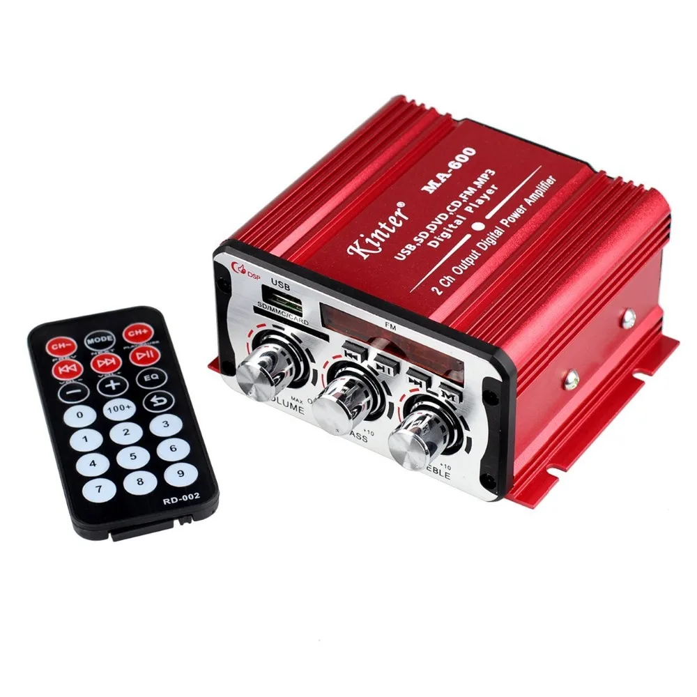 Red MA-600 20W+20W Mini Car Amplifier USB SD DVD CD FM MP3 Digital LED Display Motorcycle New Arrival | Электроника