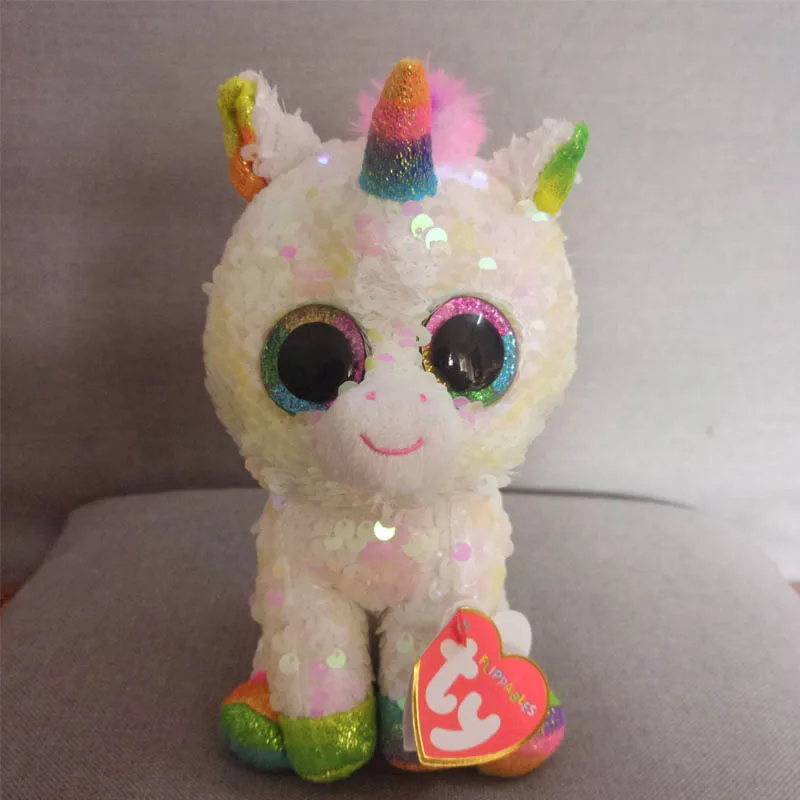 Ty Beanie Boos блестки Единорог блестящая плюшевая игрушка 15 см