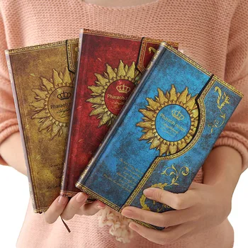 

96 Sheets Creative Hardness Pharaoh Sunflower Pattern Notebook Retro Classic Magic Magnetic Notepad Daily Memos Notepad