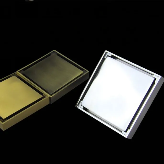 Koop 10*10 cm Antieke Bronzen afwerking Vierkante Douche Afvoerputje anti geur douche drain zeef Tegel Insert Onzichtbare koperen Afvoerputje