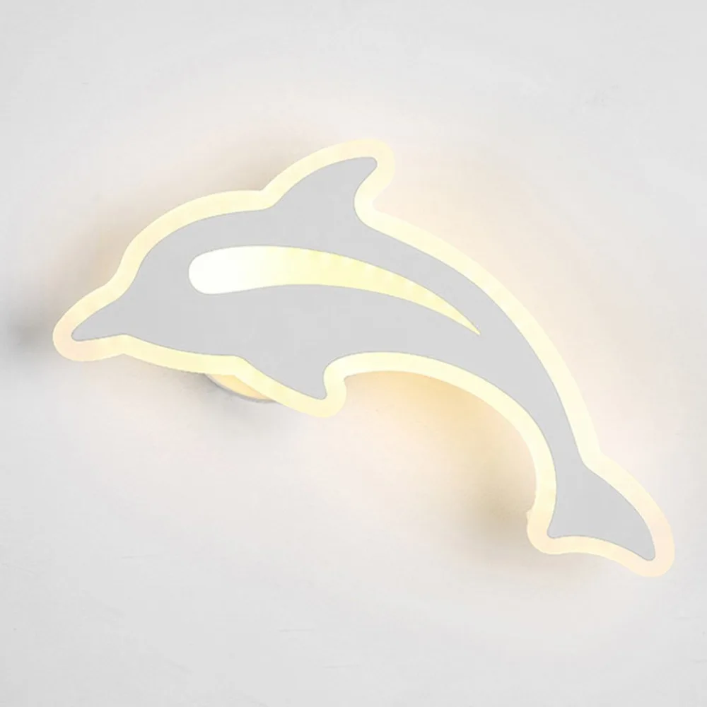 

220V 17W Dolphin Shaped Button Lamp Living Room Aisle Wall Light Bright Lighting for Bedroom Home