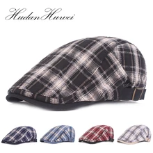 Хорошее качество модное летнее платье из хлопка в клетку кепка газетчика Повседневное обувь для вождения на плоской подошве для игры в гольф кепи в таксистском стиле Повседневное картуз для Для женщин Для мужчин унисекс